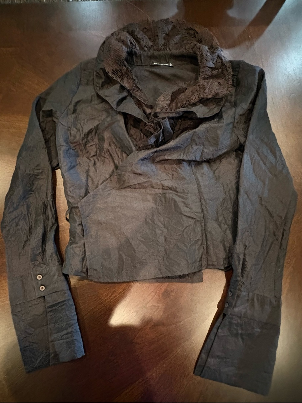 Cowl Neck Brown Long-Sleeve Women's Blouse